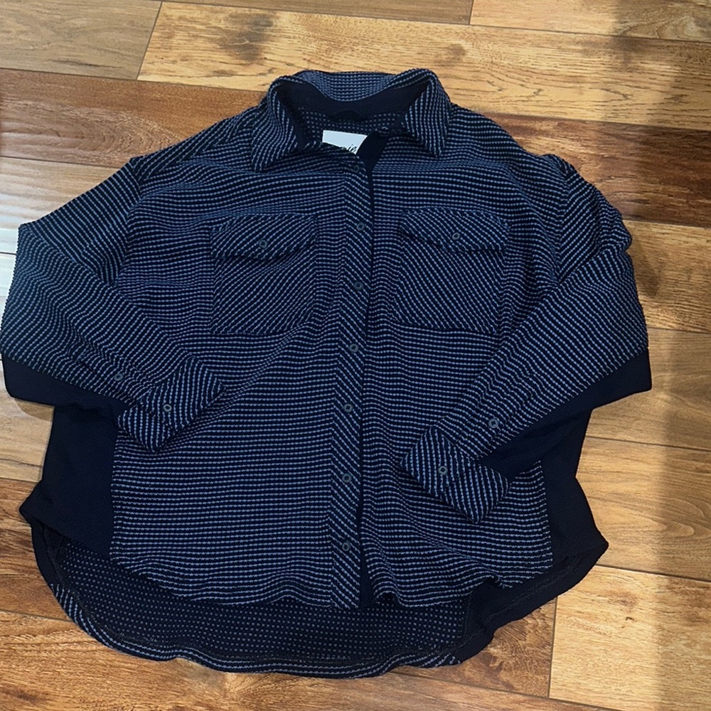 Aerie Blue and Black Textured Knit